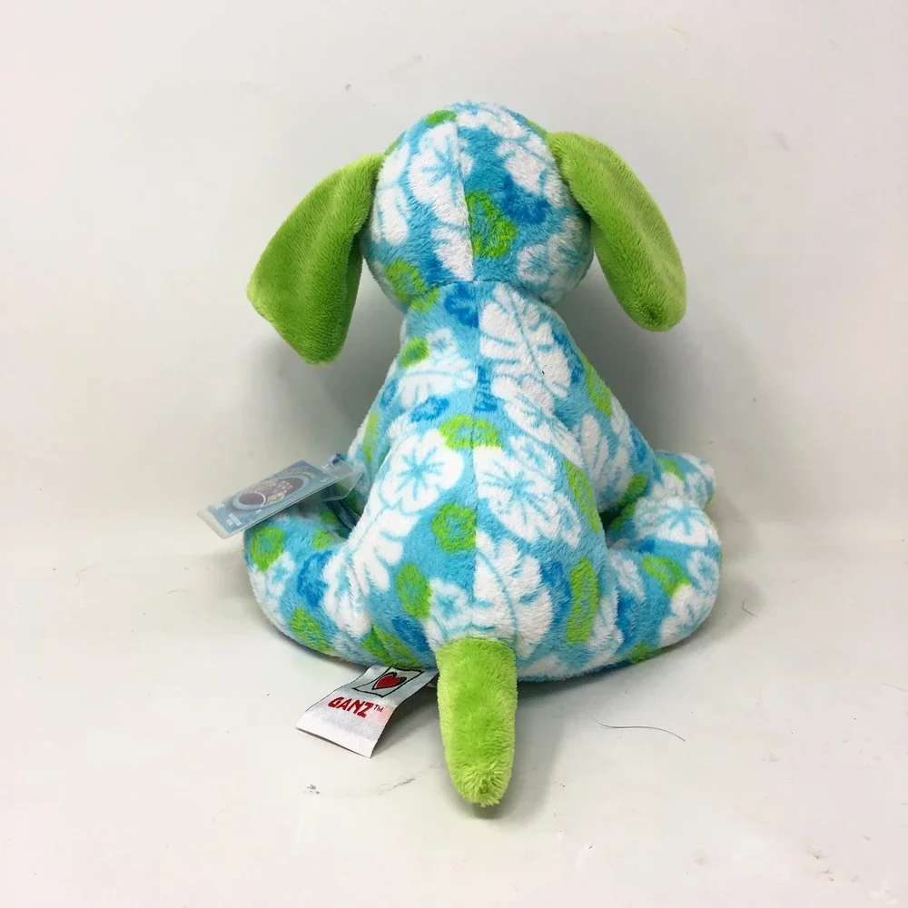 Ganz Webkinz Tropical Island Pup Blue Green Floral Plush HM600‎ NWT Unused CODE